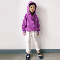 Pear Xiaoxiong original girl sweater 2020 Autumn New Korean version of childrens middle child hooded pullover sweater top