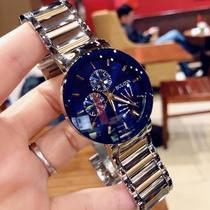 BULOVA BULOVA gradually gold steel belt retrograde borderless blue plate mens quartz watch 98C123