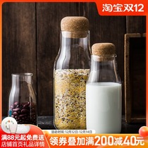 Japanese glass transparent sealed cans tea cans seasoning cans cork lid coffee storage bottles household storage bottles