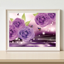 5d Diamond painted with diamond embroidered purple rose restaurant sticker cross stitch 2019 new living room simple small