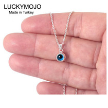 Turkish blue Eyes Sterling Silver necklace Greek Devils Eye Apache Tears Guardian Birthday gift men and women