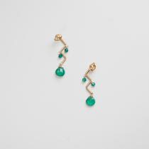 Taiwan Spoiled Brat 14K gold gold wave type green chalcedony earrings spot