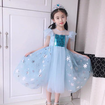 Frozen Aisha Princess Dress Girls Dresses Summer Dress Aisha Anna Short Sleeve Skirt Western style Puff Yarn skirt
