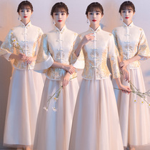 Chinese bridesmaid dress 2022 new winter Chinese style wedding Xiuhe dress sister group dress skirt female slim long sleeves
