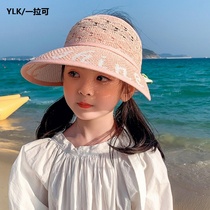 Childrens sun hat summer baby cute big eaves Sunscreen Face hollow straw sun hat girl empty top cool hat