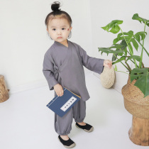 Good quality real cotton and hemp ordinary layman Chinese culture performance clothing childrens book children performing boys and girls monk clothing ancient costume