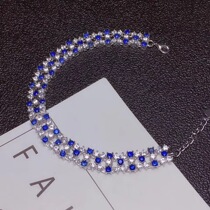 S925 Silver - set Natural Sapphire Bracelet Fashion Personality Deluxe Excellent Excellent Gift Preferred Y