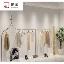 Womens clothing store decoration design renderings Net red clothing store layout display stand stainless steel floor-standing hanging clothes shelves