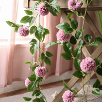 Simulation dandelion hydrangea false flower rattan ball chrysanthemum vine plant living room air conditioning pipe winding decorative occlusion