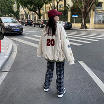 Yuki Great White Casual Baseball Suit Jacket Woman Long Sleeve Loose Oversize College Bf Wind Couple Jacket Tide