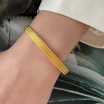 Fulai Island Gold Bracelet Solid Model Pure Gold 999 Ancient Gold Fashion Silk Bracelet Newly Married Golden Girl