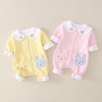 Baby spring and autumn long-sleeved climbing clothes Newborn children 100-day one-piece 6 newborn infants 9 months baby clothes romper