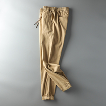 Foreign trade tail single mens cut Bull sports drawstring tie pants mens slim pants export day single cotton casual pants