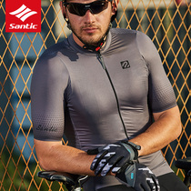 Santic forest guest 19 years spring and summer new short sleeve cycling jacket bicycle clothing competitive version breathable sweat sweat