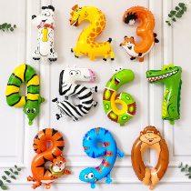 Cartoon animals digital babys first birthday aluminum balloon childrens happy birthday party decorative scene layout