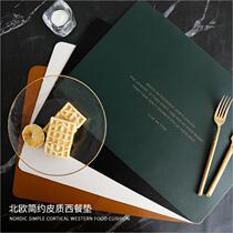 English logo Nordic leather Western mat waterproof oil household light luxury table mat insulation mat anti-scalding dinner plate mat