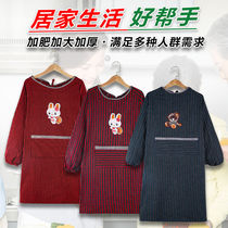 Apron kitchen waterproof and oil-proof cotton thick long-sleeved overalls and fattened adult anti-dressing work overalls