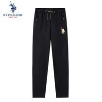 U S POLO ASSN autumn mens casual pants loose straight pants black elastic belt mens trousers