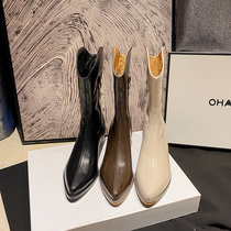 Western cowboy boots women 2021 autumn and winter New High boots Martin boots pointed head but knee thin boots Knight boots