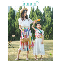 Yinman childrens clothing French female 2021 spring and summer New Loose Girl short sleeve shirt floral parent-child dress