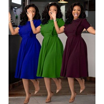 Plus Size Women 2020 Fashion Office Short Sleeve Dress