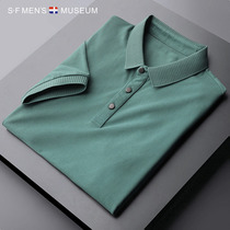 Short-sleeved t-shirt mens summer trend polo shirt thin solid color high-end lapel business casual half sleeve loose and wild