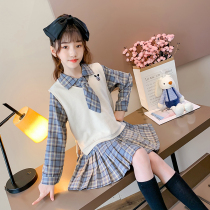 Girls dress Dress Autumn Dress Foreign Air College Wind Children Suit Skirts for children Dresses Two sets 2021 Chunqiu Childrens clothes