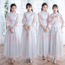 Chinese style bridesmaid clothes women can wear sisters' clothes during summer wedding maids' troupe slim mid-length dress