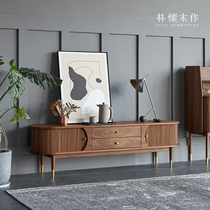 Park and wood for Nordic Day style retro TV cabinet modern minimalist style living room combined black walnut wood solid wood