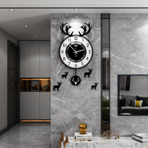 Nordic light luxury deer head watch wall clock Creative home clock Living room fashion simple decoration wall hanging modern hanging watch