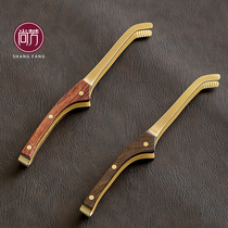 Chamfure pure copper solid wood tea clip Kung fu tea with tea channel spare parts tea cup clips metal tweezers tea cup clips