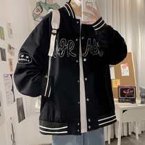 Fried street ruffian handsome embroidered baseball suit jacket Mens trend brand loose large size Hong Kong style ins Korean version of the trend casual jacket