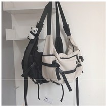 Student class bag Japanese large capacity tooling canvas crossbody bag female Korean INS Hong Kong style one shoulder dumpling bag male