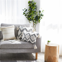 Home Department Nordic Modern Jean Joins Wind Pillow Tuft suede pillow Moroccan intonous grey white leaning against the pillow waist