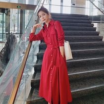 Long Sleeves Dress Dress Femininity 2022 Womens Dress New Category Stunning Red Elegance Superior Sense Shirt Long Dress