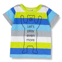 Japanese color striped lets play cute bear cotton T-shirt B no return