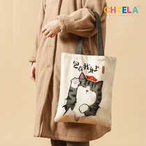 Genuine Authorship of the joint My Real ten thousand Sleeping Cloth Bag Women Ins Wind Cute Kittens Baza Black Canvas Bag