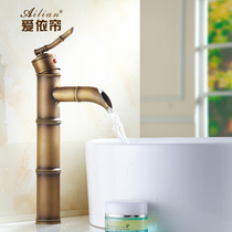 Full copper European-style imitation ancient tap retro bamboo festival single-pore surface basin tap art basin hot and cold tap