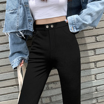 Put the pants in autumn and winter wear new warm tight height and thin and thin small pants black thickening large yards