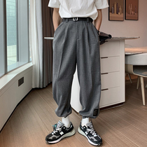 Hualun homemade summer free casual trousers mens trend loose and versatile leggings crotch gray drawstring pants