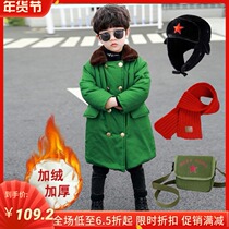 Old military cotton coat children boy childrens clothes thickened baby New northeast Net red suit winter tide