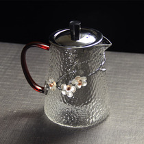 High temperature resistant hammer pattern glass pot cooking teapot Food grade stainless steel filter teapot Electric pottery stove available tea maker