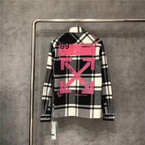 OFF OW WHITE19SS pink graffiti gray plaid shirt coat jacket men and women OW jacket shirt
