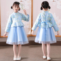 Girls spring clothes dress dress 5 67 80 years old girl clothes child Han clothes qipao dress foreign air trendy