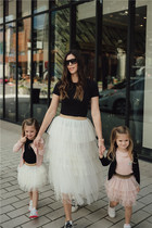 Milk dads Home USA HAILEY Girls pure color soft yarn Layer Layer Parenting Cake Skirt Half Dress 3S