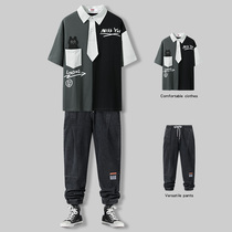 Pure cotton high-end short sleeve t-shirt male ins Chauded port Wind polo shirt Summer art State Chauded Handsome Dk Uniform Suit