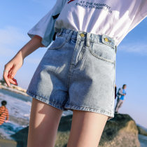 High waisted denim shorts Women summer 2021 New Korean version of Hong Kong flavor retro thin loose a character Slim Korean hot pants