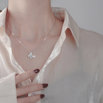 s925 sterling silver butterfly necklace Female temperament simple ins cold wind clavicle chain Niche design sense light luxury pendant
