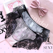 Lace Panties Women Thin Breathable Embroidery Printed Ice Mesh Spinning Waist Hollow breifs