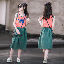 UK next sara girls dress 2022 Summer new childrens vest splicing long beach dresses